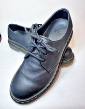 Dr. Martens 1461 Black Leather 3 Eye Oxford Shoes Yellow Stitching Womens 8