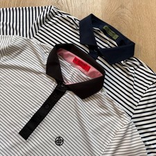 G/FORE Performance Golf Polo Shirt Bundle Mens Large Navy White Black Striped