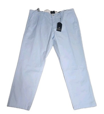 Ben Sherman Pants Mens 38x30 Straight Fit Cerulean Blue Chino Casual Trousers 