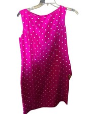 Natural Instincts Pink Polka Dot Dress Sleeveless Satin Sheath Approx M Retro