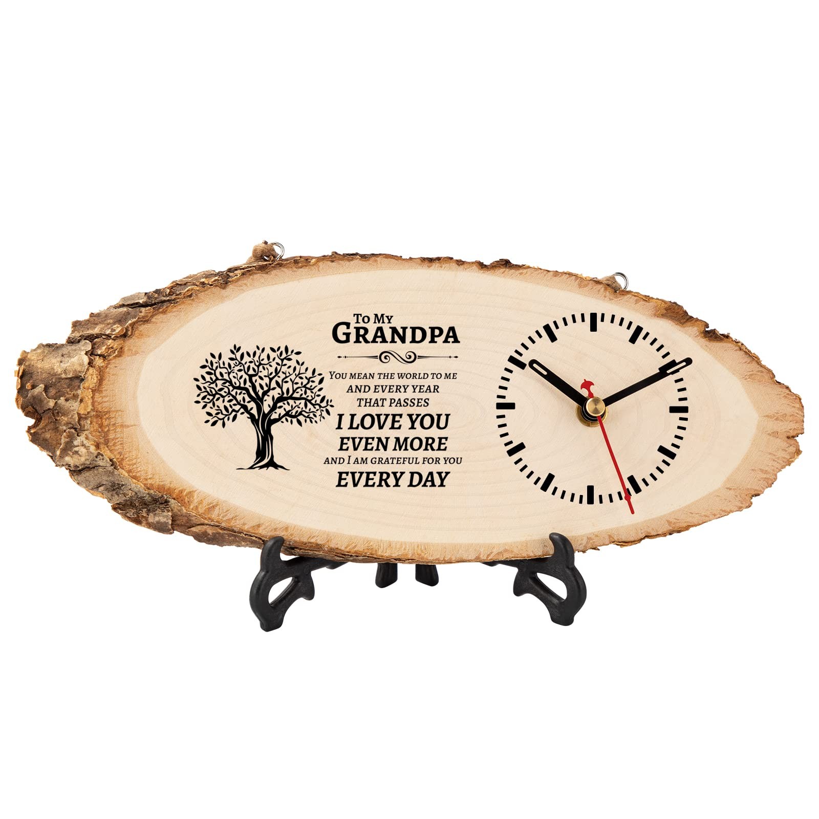 BeauGift Grandpa Gifts, Wooden Clock Birthday Gifts for Granddad Large, Brown 
