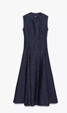 Zara Women's Denim Open Back Midi Dress  Blue Size Large NWT