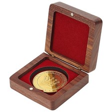Single Wood Challenge Coin Presentation Display Gift Box With Dark Red Velvet...