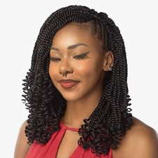 8 Packs Wavy Senegalese Twist Crochet Hair with Curly Ends, 14 Inch Black Pre...