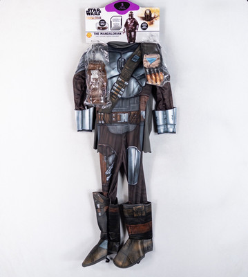Rubies Kids Star Wars The Mandalorian Costume Size 4-6 Silver Beskar Deluxe M46