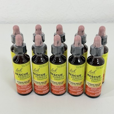 10-PACK Bottle Bach RESCUE REMEDY 0.7 floz EA Dropper Orange Mango SEALED No Box