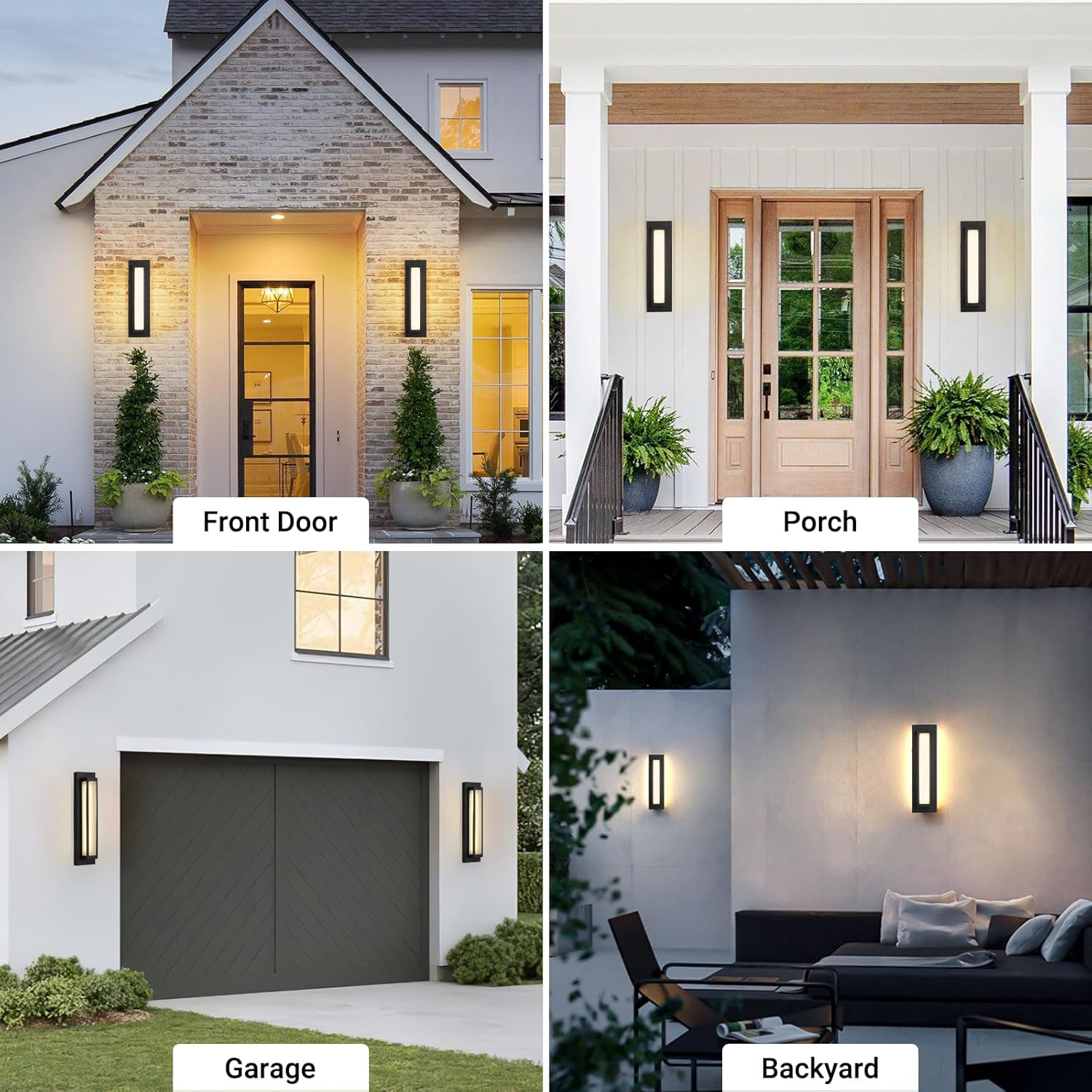 Modern LED Outdoor Wall Sconce, 16W 3000K Black Geometric Exterior Light Fixture