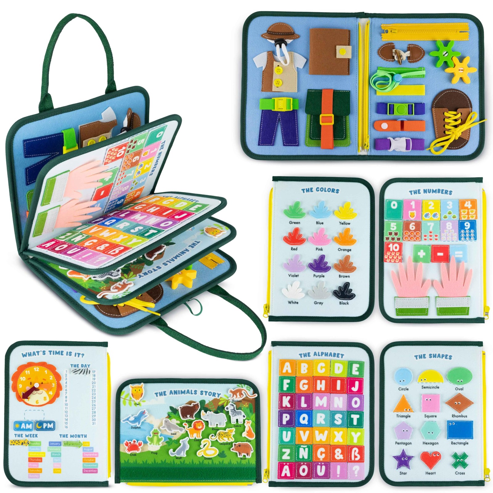 Busy Board for Toddlers Felt, Educational Montessori Toys. Early Development ...