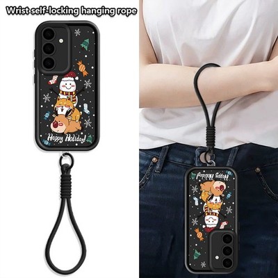 Case For Samsung Galaxy A36 A17 A56 A16 A15 A55 A54 Christmas Xmas Lanyard Cover