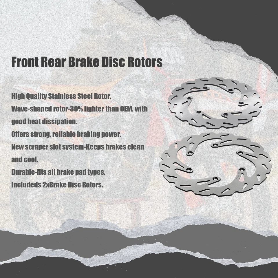 For SUZUKI RM 125 250 2006 2007 2008 2009 2010 Front Rear Brake Disc Rotors - Image 2 of 4