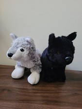 Ganz Webkinz Lot of 2 Wolves Grey Wolf Black Wolf Plush Stuffed Animals No Codes