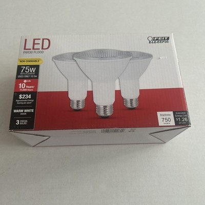 Feit PAR30 E26 (Medium) LED Bulb Warm White 75 Watt Equivalence 3 pk