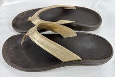 Olukai OHANA Gold Color Flip Flops Beach Thong Slide Sandals Women  s Size 8