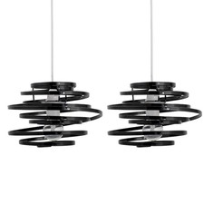Set of 2 Modern Black Metal Swirl Easy Fit Ceiling Light Shade Pendants