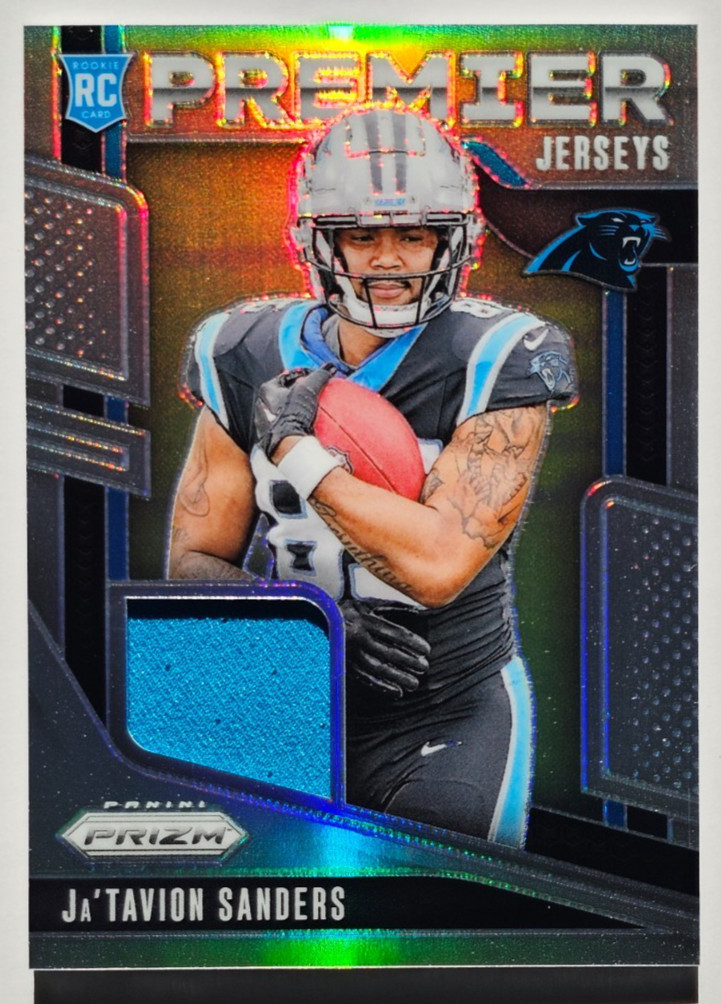 Ja'Tavion Sanders Rookie Premier Jerseys Panini Prizm Football 2024 Card #PJ-JTS