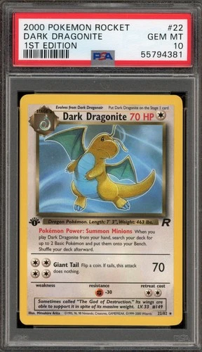 Pokemon Dark Dragonite Team Rocket 1st Edition NON Holo Rare #22 PSA 10 Gem Mint
