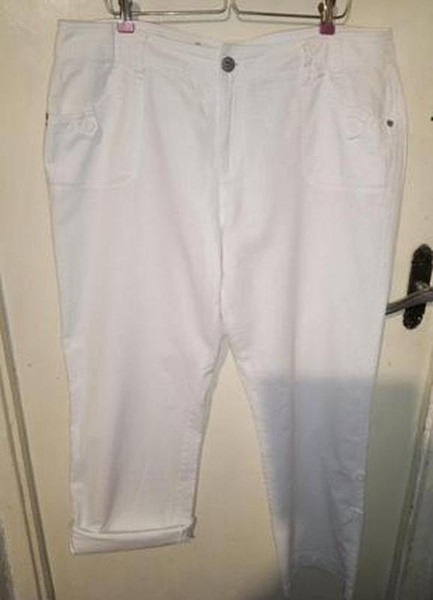 Women Etam Trousers White Linen 44 / XXL / 52