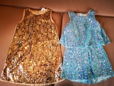 2x Girls Sparkly Party Dresses (1 x H&M, 1 x John Leiws) Age 7-8 Years (2)