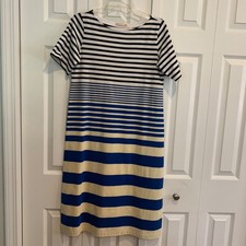Marni x Uniqlo Striped Knit Midi Dress Blue White Beige Black Sz S Capsule Chic
