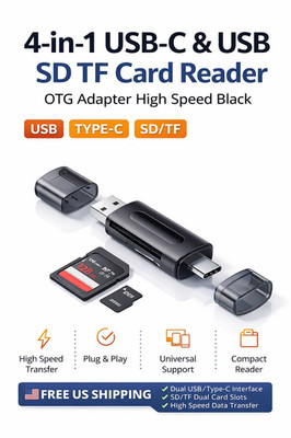 Mini SD TF Card 4-in-1 Multifunction USB Type-C Card Reader PC Laptop Accessory