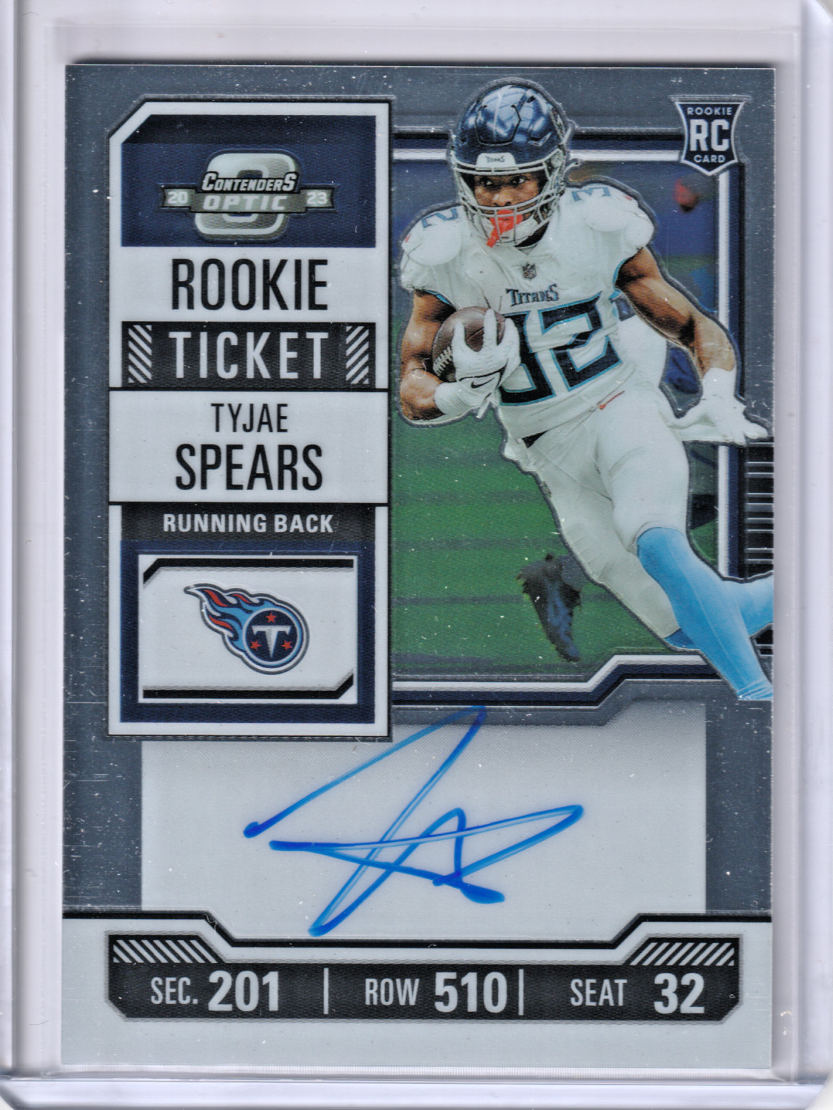 2023 Panini Contenders Optic Tyjae Spears Rookie Ticket RC Auto #138 Titans