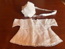 Vintage 50  s Infant Sheer Jacket and Hat Christening Baptism Embroidered