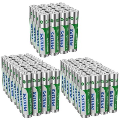 Philips 80Pcs Rechargeable AAA Batteries 800mAh 1.2V Ni-MH Triple A Battery NiMH