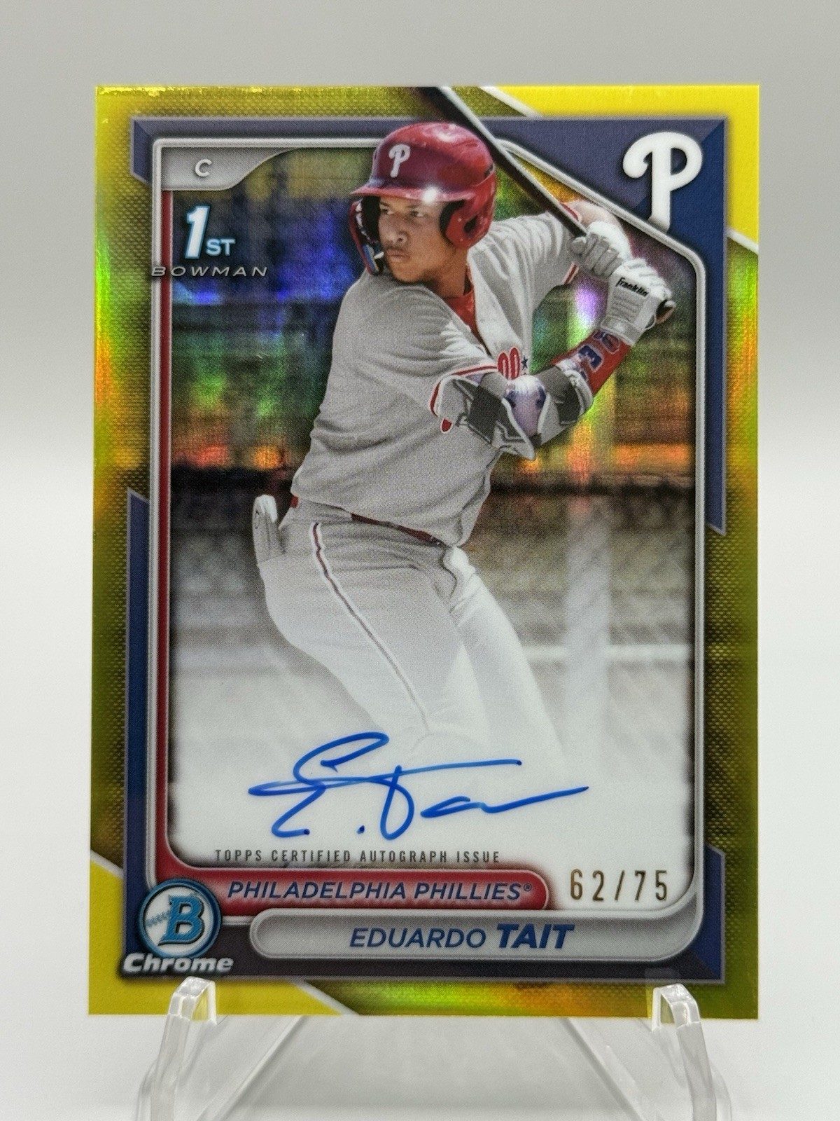 2024 Bowman Chrome 1st EDUARDO TAIT Prospect Yellow Refractor Auto /75 - Twins