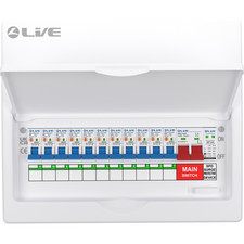 Image of Live Electrical 100A 11 Usable Way Metal Clad Consumer Unit + SPD + 11 RCBOs