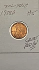 wheat penny 1938D GREA RED BU 1938-D LINCOLN CENT NICE UNC RED LUSTER LOT #5