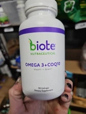 Biote Omega 3 + CoQ10 Heart + Brain 90 Gelcaps Dietary Supplement Exp 06/26