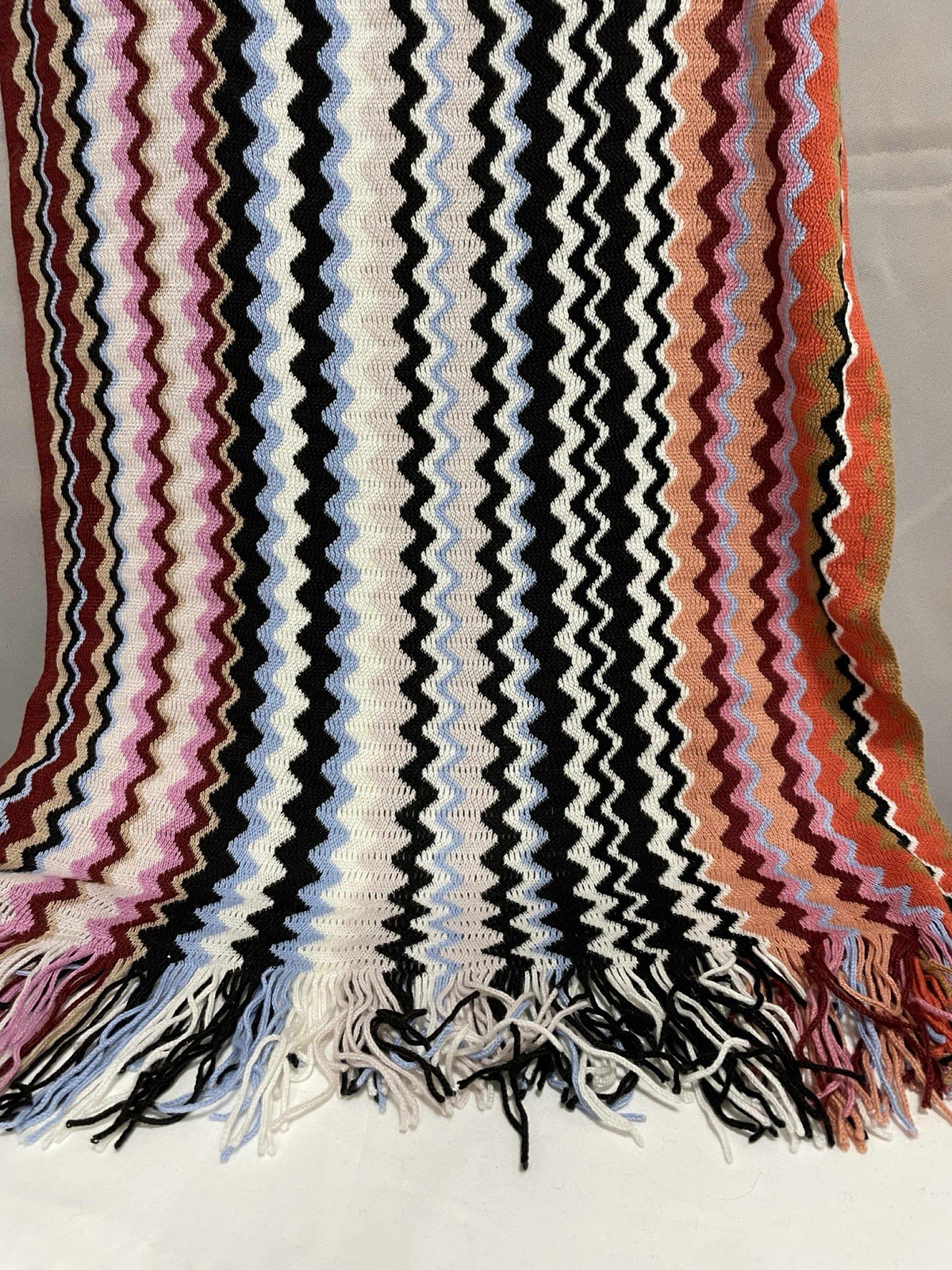 Missoni Brown Multicoloured ZigZag Pattern Scarf - image 4