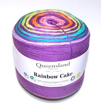 875 yard ball of Queensland RAINBOW CAKE 100% Organic Cotton Yarn #206 PAISLEY