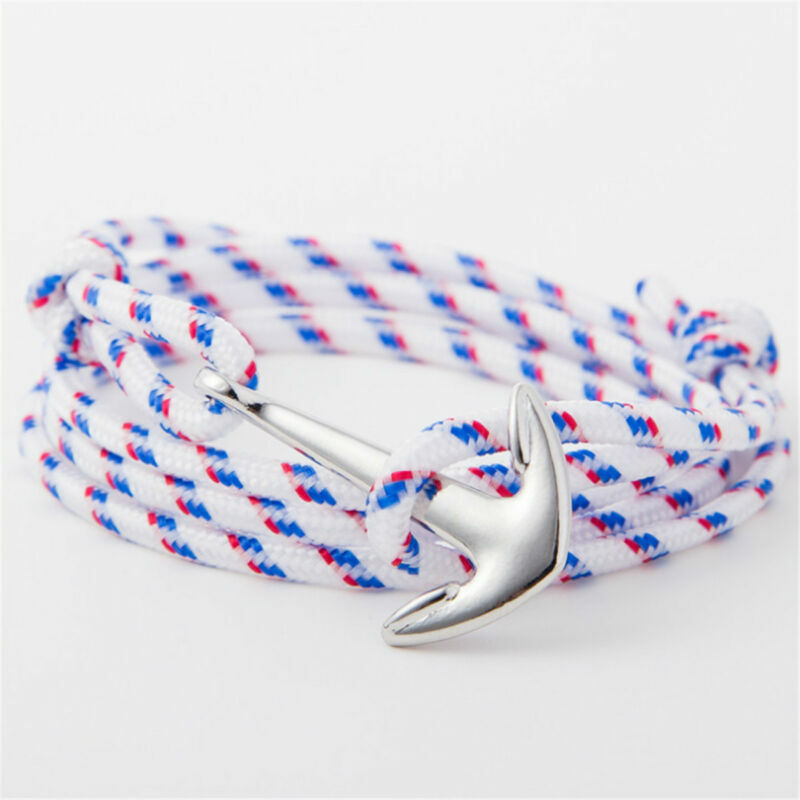 Rope Wrap Fashion Bracelets Men's Anchor Design Rope Bracelet | Handmade Multilayer Nylon Wristband For Boys & Men – Blue, Stylish Maritime Accessory Brighton Rope Fashion Bracelets - Foto 1