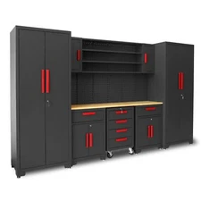 Torin Storage System for Organizing Garage and Tools 8 Piece Gabinets Set, Black