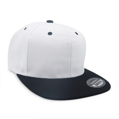 Blank Snapback Hat Flat Bill Trucker Mesh Cap Plain Solid Adjustable Unisex OS