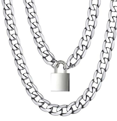 Heart Lock Collar Choker Pendant 8mm 