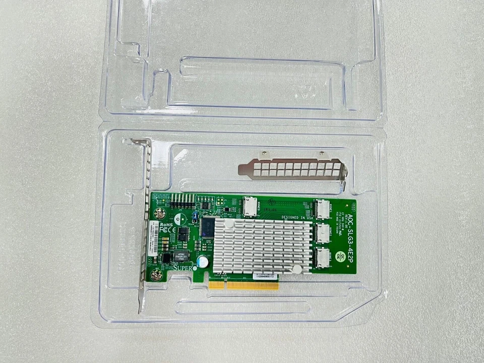 Supermicro AOC-SLG3-4E2P 6,4 ГБ/с четырехпортовый внутренний адаптер хост-шины поколения 3 NVMe - Изображение 4 из 4