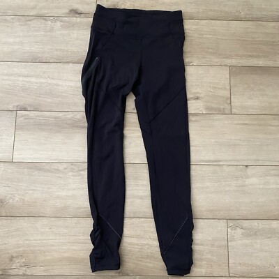 Lululemon Athletica Lululemon Crop Pants With Pockets Lululemon  Athletica Women's Ruched Leggings Size Black Stretch Waist Pockets
