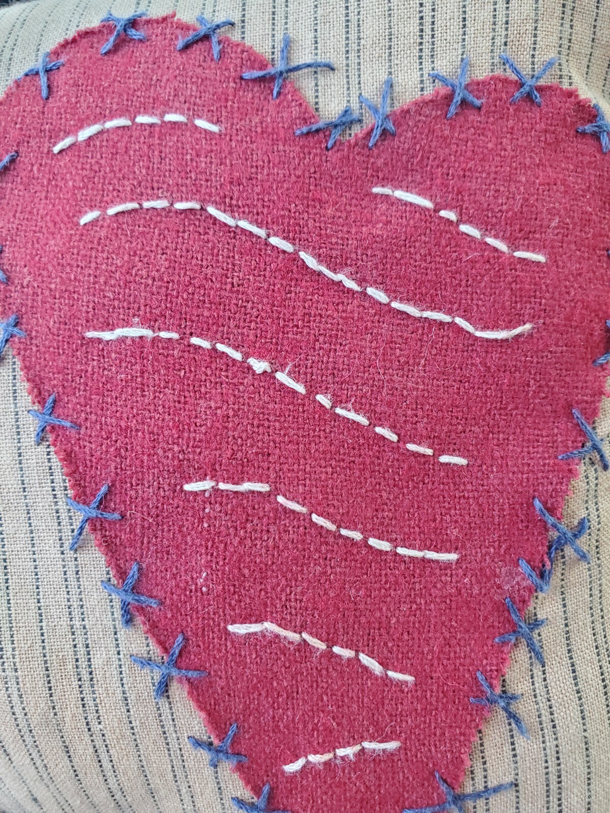 14" TENDER HEART Treasures  PRIMITIVE Americana FARMHOUSE Pillow LAND of LIBERTY