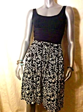 London Style B&W Dress 10 Cotton Lined Pockets Soft Top-U.S.Domestic Shipp Only