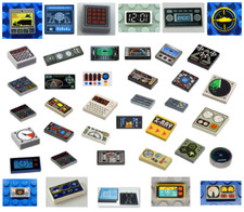 LEGO DIALS CONTROL PANEL RADAR SCREEN KEYPAD MONITOR GAUGE PRINTED TILES  NEW