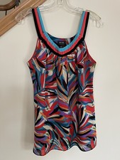 Nicole Miller Women's Tri-Strap Colorful Polyester Tank Top Medium