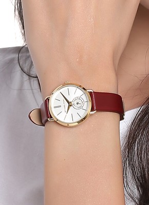 Michael Kors Women S Petite Portia Merlot Leather Watch mk2751