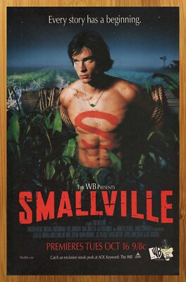 #ad 2001 Smallville Print Ad Poster Tom Welling Superman Clark Kent WB TV Series Art $17.99