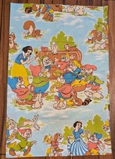 Disney Snow White And Seven Dwarfs Pillowcase Rare Vintage Fabric Print Animal