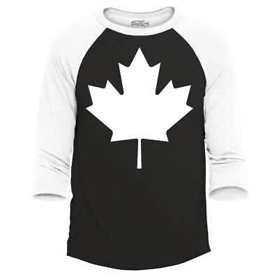 Canada White Maple Leaf Raglan Baseball Canadian Shirt