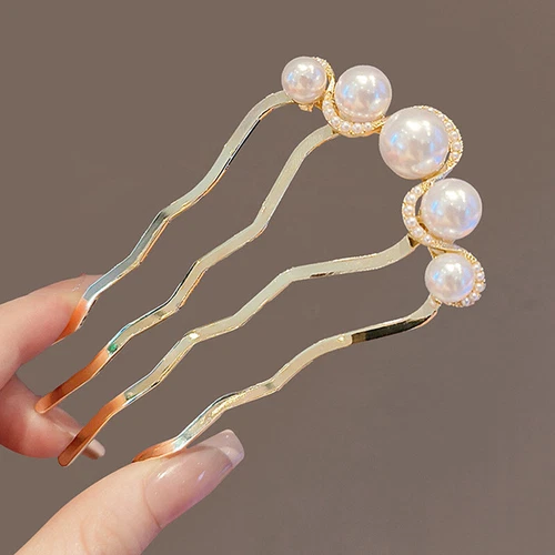 French Pearl Hair Pin U Shaped Hair Fork Hairstyle Bridesmaid Fashion Hair ClipX - Picture 3 of 19