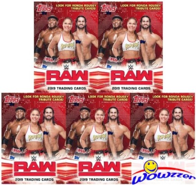 (5) 2019 Topps WWE RAW Wrestling EXCLUSIVE Factory Sealed Blaster Box-5 RELICS