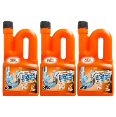 Sink and Drain Unblocker 3 x 750ml Heavy Duty Powerful Formula One Chem